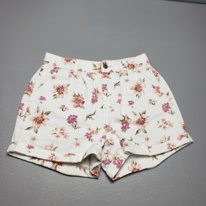 AEO denim white flower mid rise shorts women's size 0